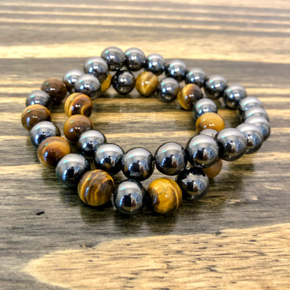 Hematite and Tiger Eye Chop Bracelet