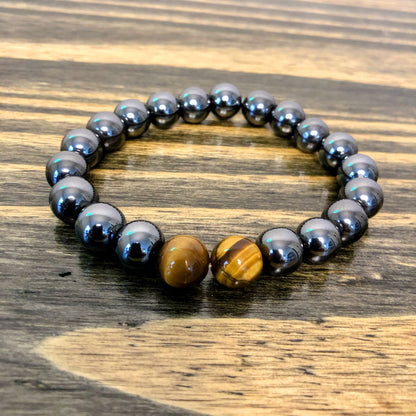 Hematite and Tiger Eye Chop Bracelet