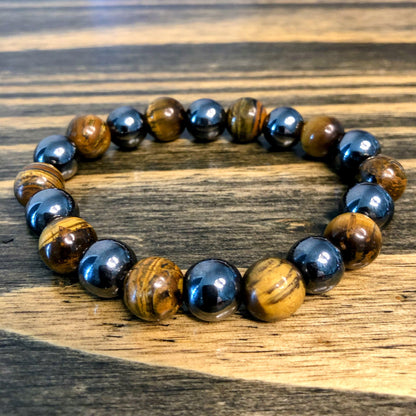 Hematite and Tiger Eye Chop Bracelet